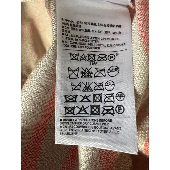 Banana Republic Dress 10 Coral Striped Linen Blend A-Line Halter Sleeveless - Picture 12 of 13